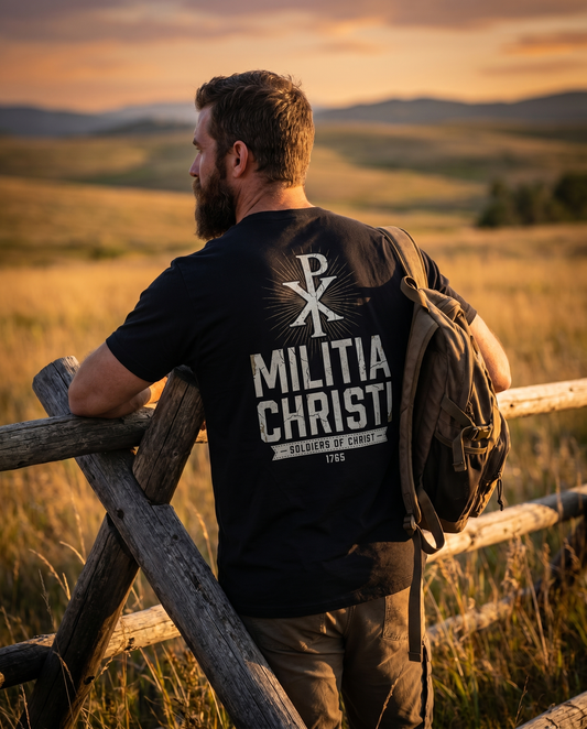 Militia Christi Chi-Rho tee by 1765 Apparel — the sign Constantine carried