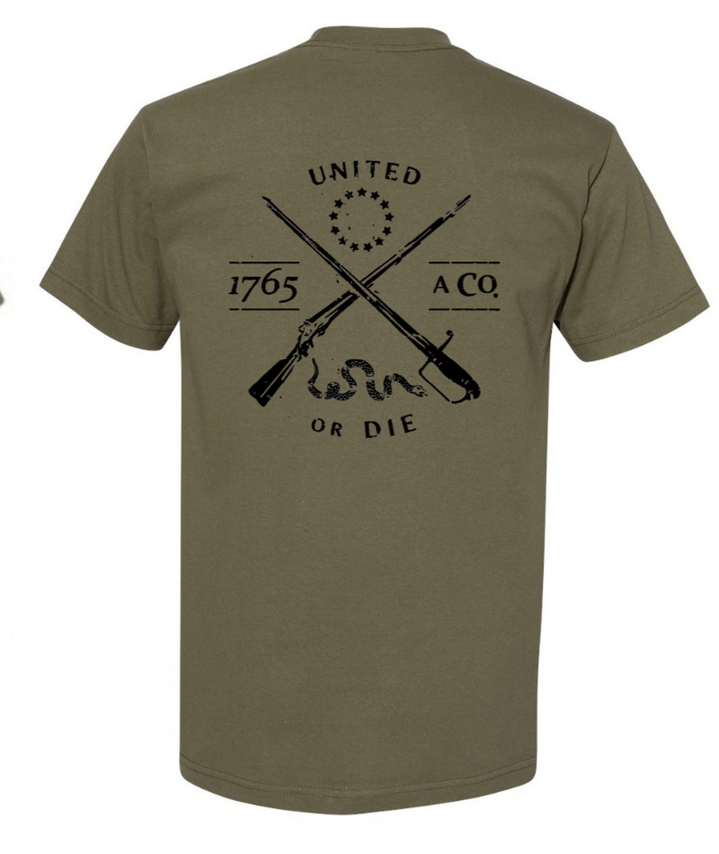 United or Die military green American-made patriot tee by 1765 Apparel Co